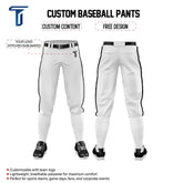 Custom White Black Side-Stripe Stretch Practice Knickers Baseball Pants
